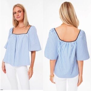Pomander Place Striped Blouse with Flared Sleeves